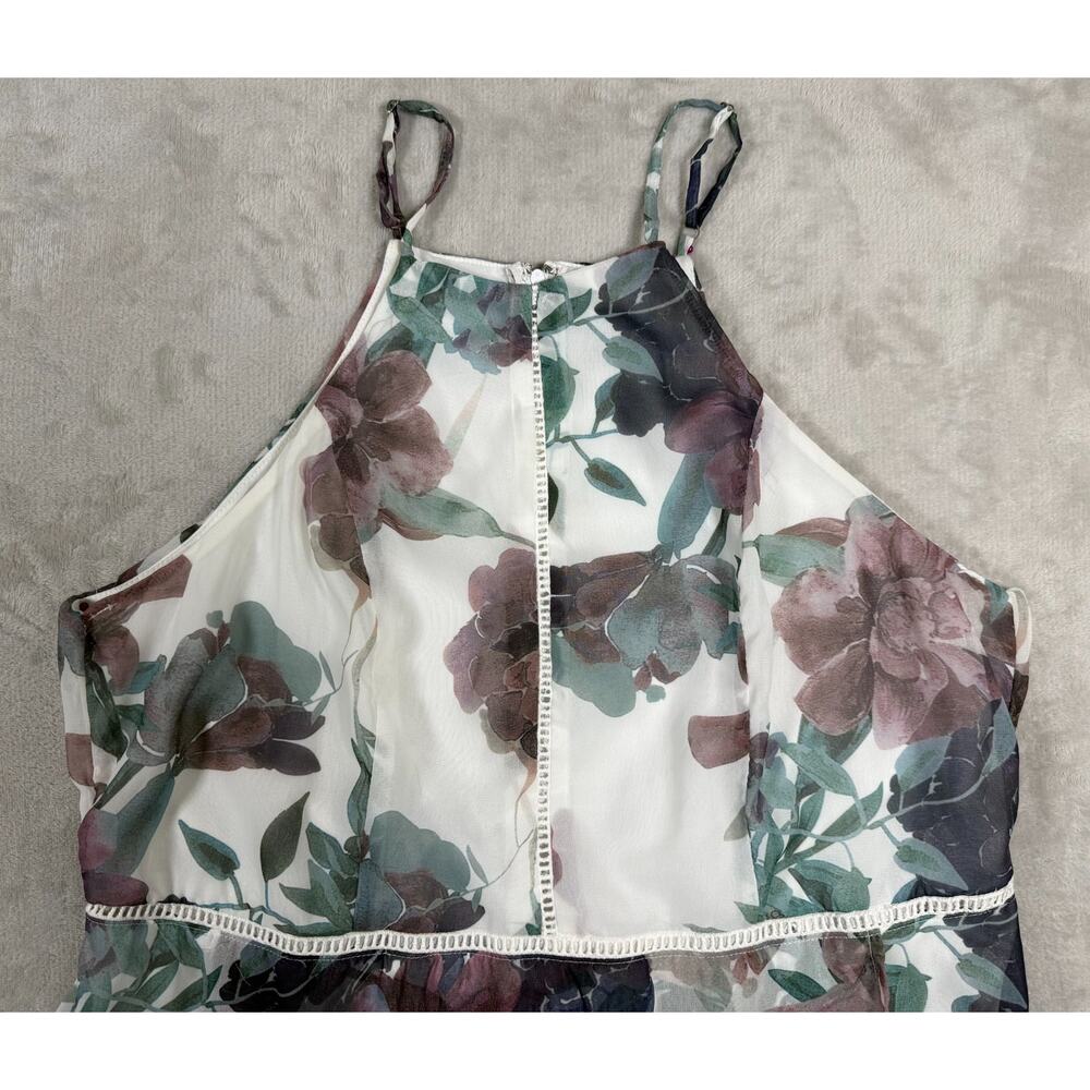 Y2K Charlotte Russe 1X Floral Chiffon Handkerchief Hem Dress Fairycore Whimsigot - Picture 9 of 12